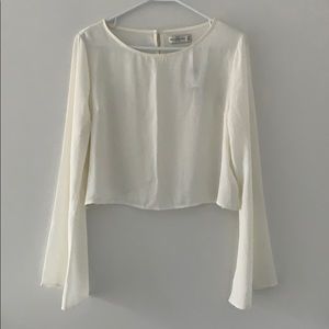 A&F Bell Sleeve Sheer Cropped Blouse